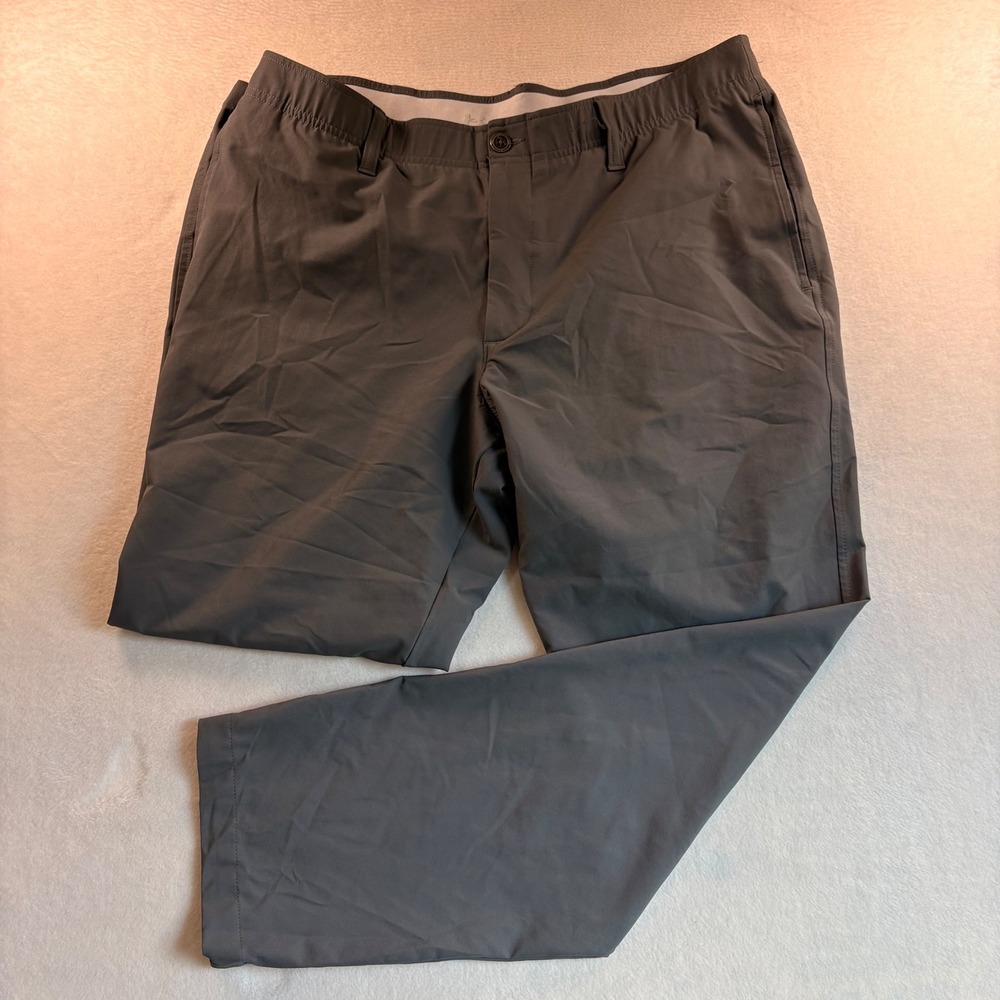 Under Armour Mens Golf Pants Grey Flat Front Performance Trousers 38x30